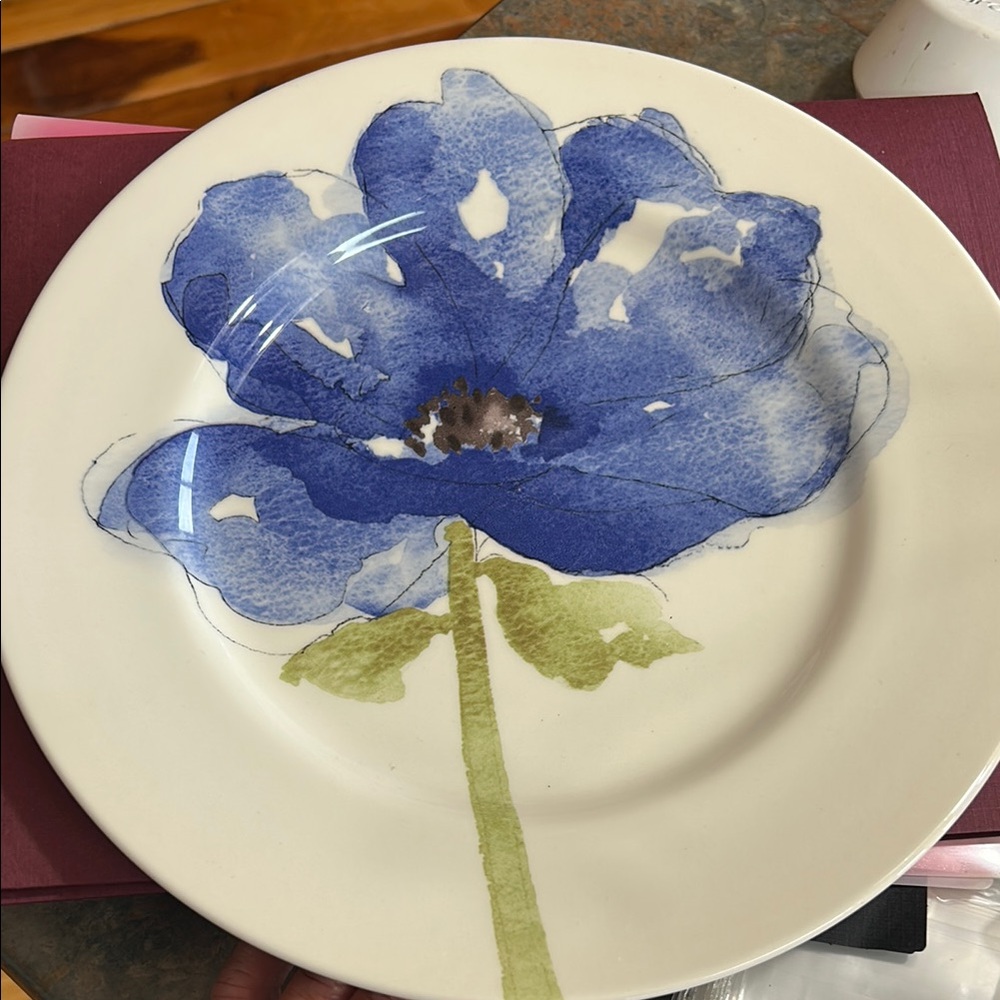 Royal Stafford Blue Poppy 12” plate.  Made in Burslem The Heart of Potteries.